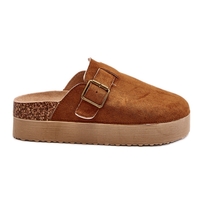 Zuecos con plataforma Jorffia en color camel para mujer marrón