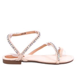 Ayless Sandalias chanclas beige con pedrería