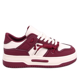 Zapatillas Clavell Wine con suela alta rojo