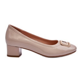 Vinceza Salón de charol con bloque y adorno, Beige Enollia