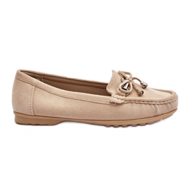 Mocasines mujer de ante con decoración, Beige Daphikaia