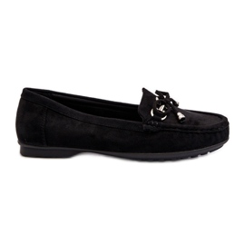 Mocasines de mujer de ante con decoración, Negro Daphikaia
