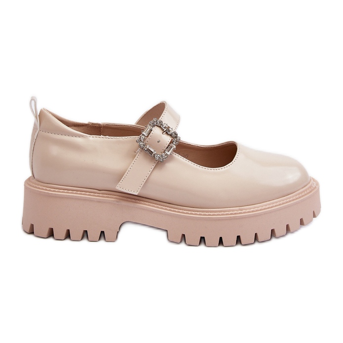 Zapatos Mujer Charol con Hebilla Decorativa Beige Lindnessa Zapatos Mujer Charol con Hebilla Decorativa Beige Lindnessa