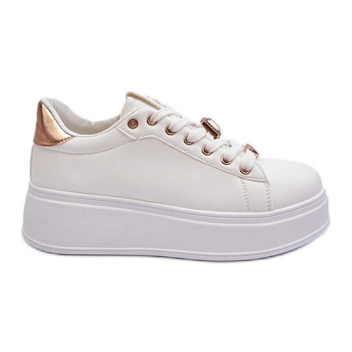 Zapatillas Mujer Plataforma Con Adornos Blanco Herbisa