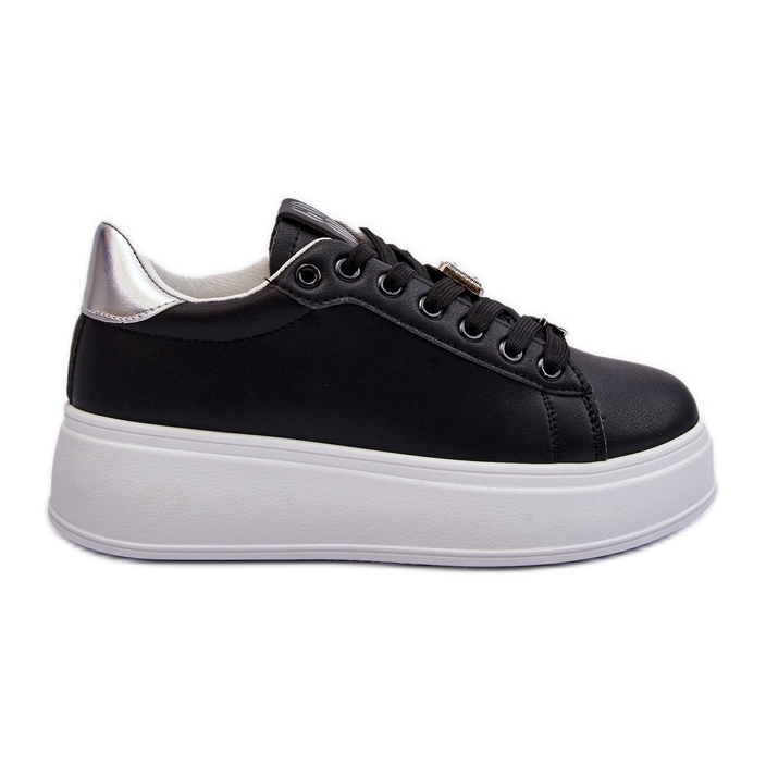 Zapatillas Mujer Plataforma Con Adornos, Negro Herbisa