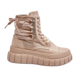 Zapatillas altas de mujer Beige Wonise con plataforma enorme