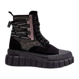 Zapatillas altas de mujer con plataforma enorme, negro Wonise