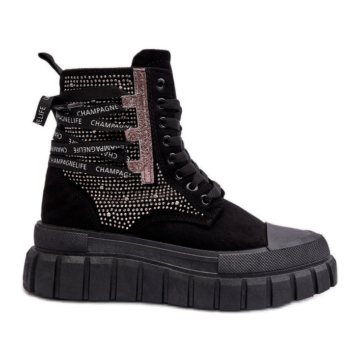 Zapatillas altas de mujer con plataforma enorme, negro Wonise