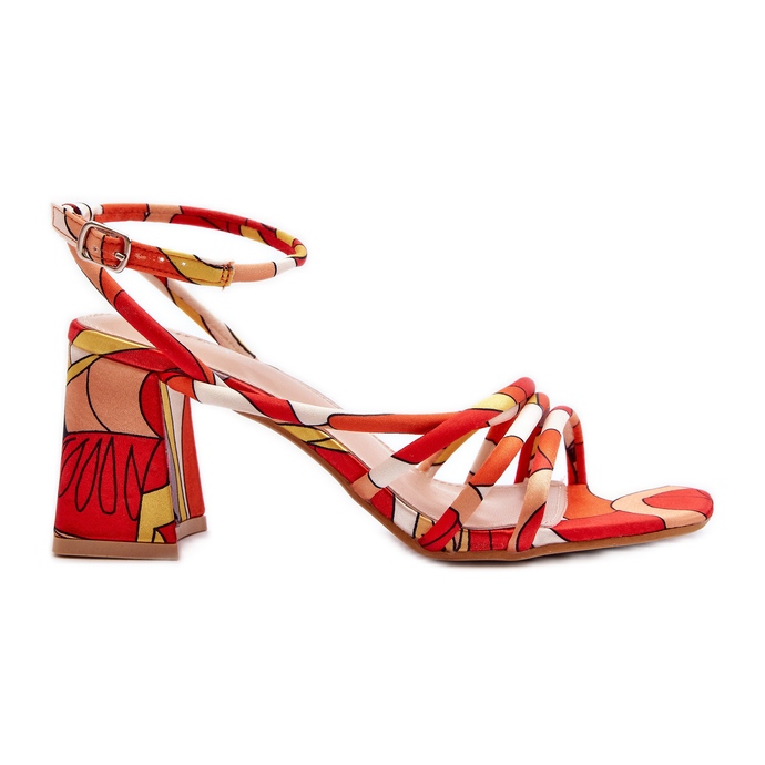 Sandalias Tacón Estampadas Naranja Jenglla