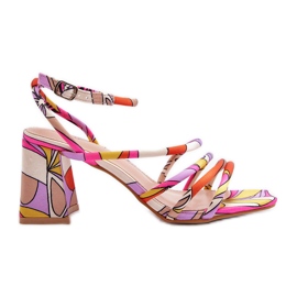 Sandalias estampadas con tacón alto Jenglla morado púrpura