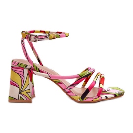 Sandalias estampadas con tacón alto Jenglla multicolor rosado