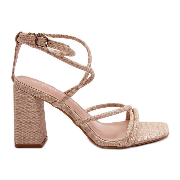 Sandalias tacón Herfiana beige con tiras