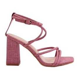 Sandalias de tacón Herfiana rosa con tiras
