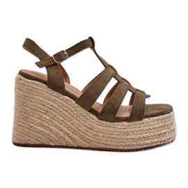Sandalias de cuña con trenza, verde Gnosis
