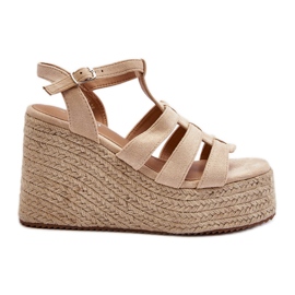 Sandalias cuña Gnosis beige con trenza