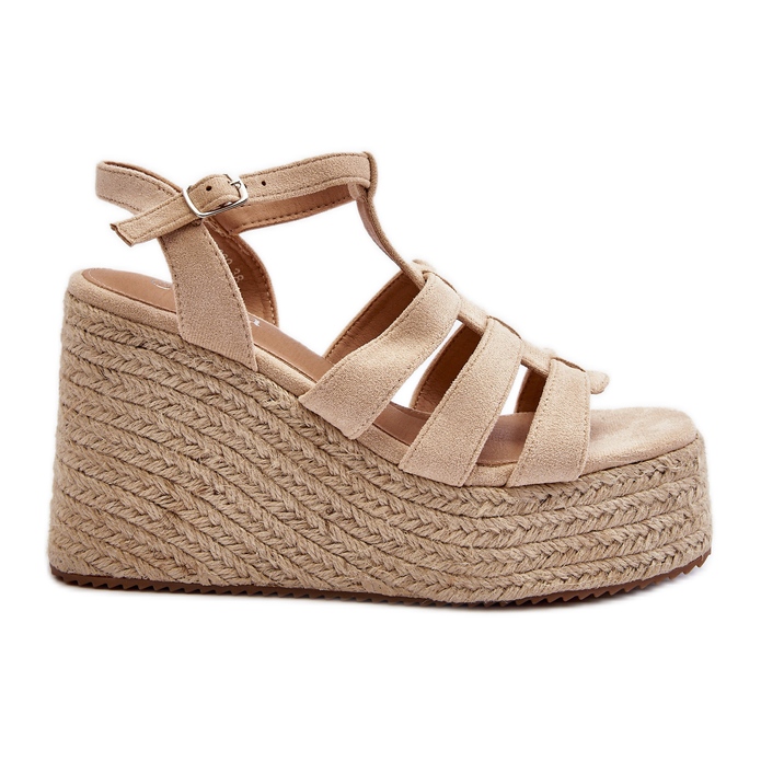 Sandalias cuña Gnosis beige con trenza
