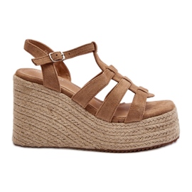 Sandalias de cuña con trenza, Marrón Gnosis