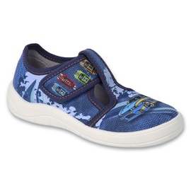 Pantuflas infantiles befado con velcro 911X022, azul, aplicación coche