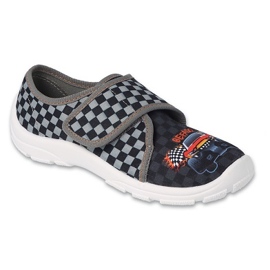 Pantuflas infantiles befado 974Y540 aplicación coche cuadros negro y gris