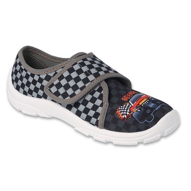 Pantuflas infantiles befado 974Y540 aplicación coche cuadros negro y gris