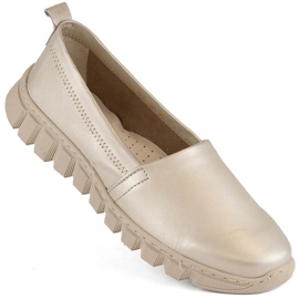 Zapato slip-on mujer cómodo piel dorado Helios 405.27 beige