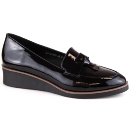 Zapatos cuña mujer charol negro, Vinceza 58266