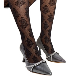 Tacones de grafito con decoración Zdenka. plata