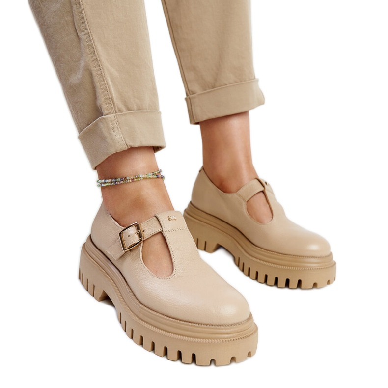 Zapatos Karino piel beige oscuro