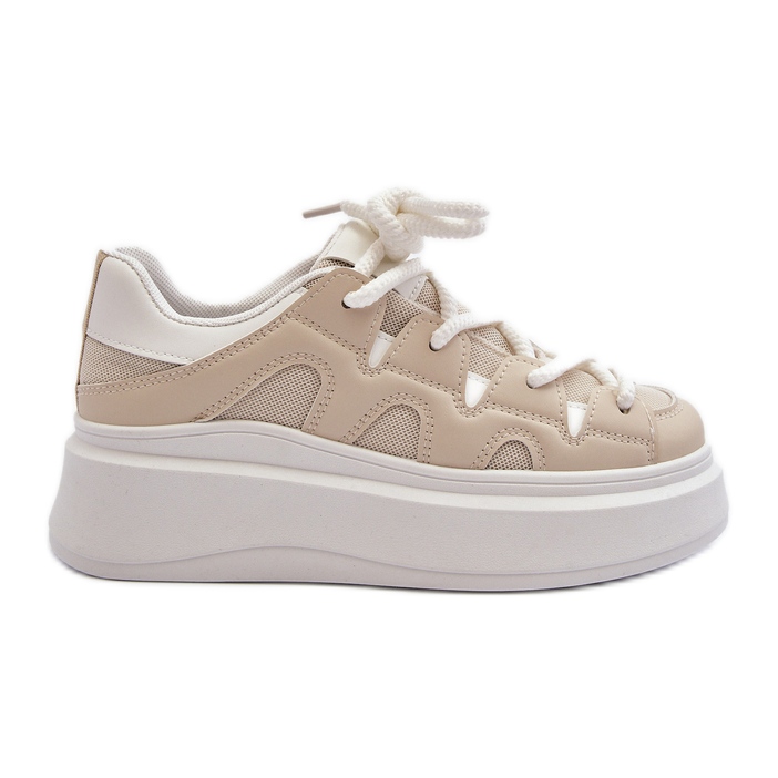 Zapatillas Deportivas de Mujer con Cordones Gruesos Vinali Beige Zapatillas Deportivas de Mujer con Cordones Gruesos Vinali Beige