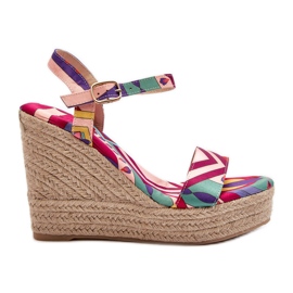 Sandalias De Cuña Estampadas De Trenzado Multicolor Anihazra