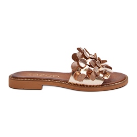 Zazoo 40381 Sandalias Planas Mujer Piel, Dorado