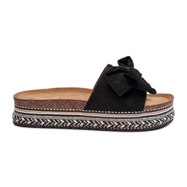 Chanclas de Mujer con Plataforma y Lazo, Negro Evatria