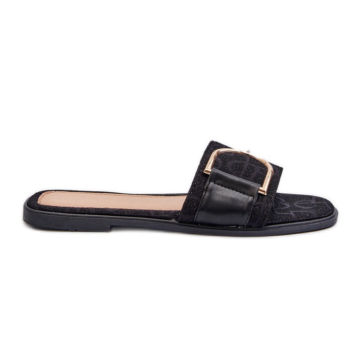 Chanclas de mujer brillantes con tops negros decorados