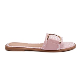Chanclas de mujer brillantes con decoración rosa