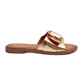 Chanclas de Mujer con Correa y Hebilla, Dorado Opahiri