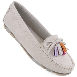 Mocasines mujer piel ante con flecos beige Filippo DP6136