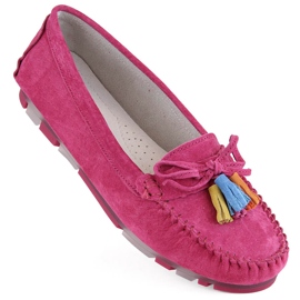 Mocasines mujer piel ante con flecos fucsia Filippo DP6136 rosado
