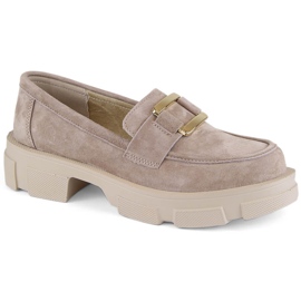 Zapatos de piel ante, mocasines beige para mujer Filippo DP6099