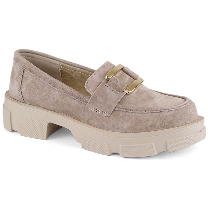 Zapatos de piel ante, mocasines beige para mujer Filippo DP6099