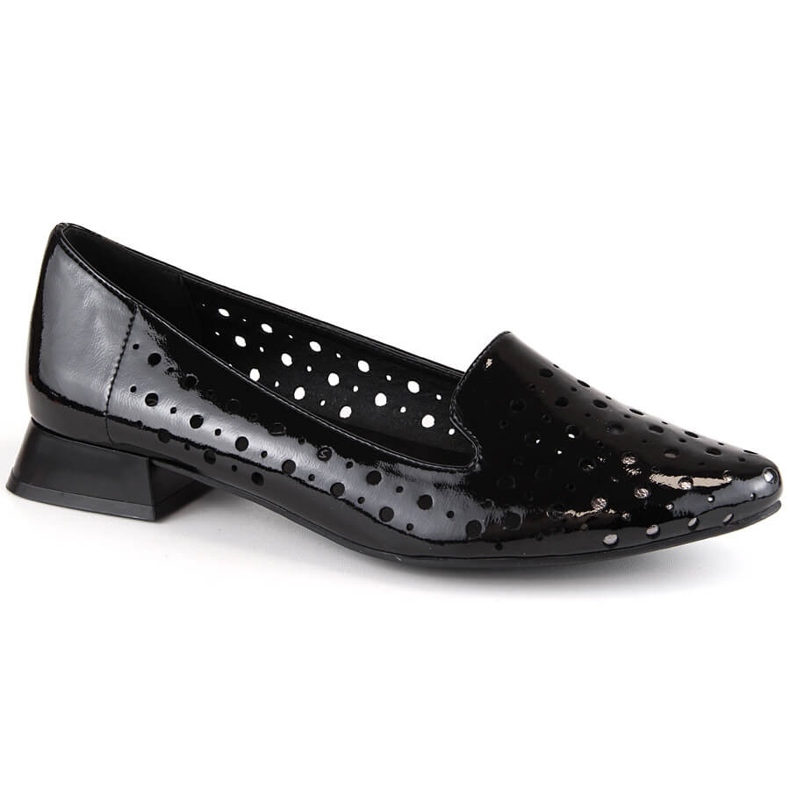 M. DASZYŃSKI Zapatos sin cordones de mujer de charol calado M.Daszyński SA178A-2 negro