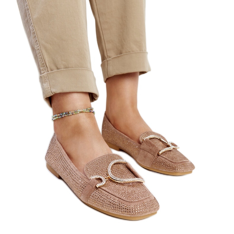 Mocasines Mebrat marrón brillante beige