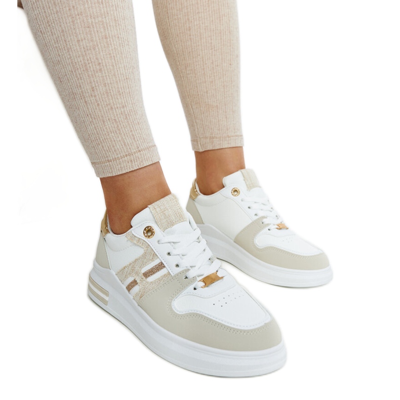 Zapatillas blancas y beige con plataforma Negisti. blanco