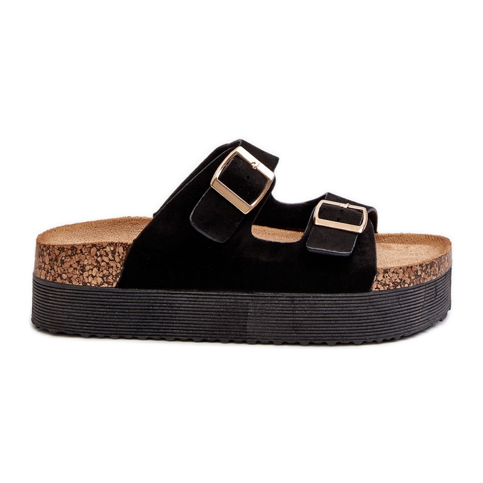 Chanclas de Mujer con Plataforma y Hebillas Negro Lolpey