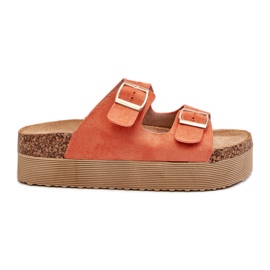 Chanclas Mujer Plataforma Hebillas Naranja Lolpey