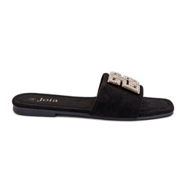Chanclas de mujer de tacón plano con decoración, negro Inaile