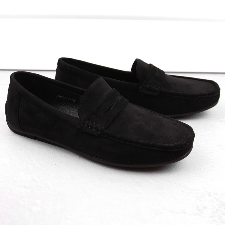 News Zapatos de ante, mocasines sin cordones para hombre, negro Unisoft 7710