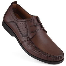 Zapatos de piel para hombre, mocasines con cordones, marrón, T.Sokolski W21-900