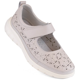Zapatos mujer piel calada con velcro, beige Filippo DP6073