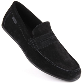 Zapatos de piel ante, mocasines negros para hombre Big Star NN174224