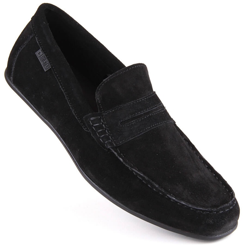 Zapatos de piel ante, mocasines negros para hombre Big Star NN174224
